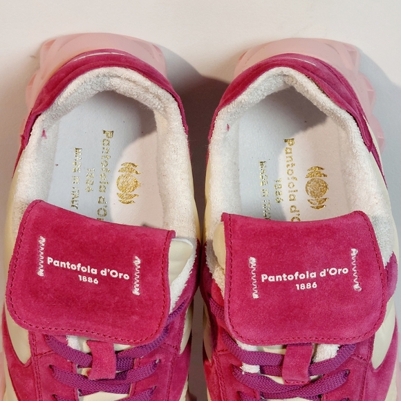 Pantofola D'oro pink & white leather & nylon chunky sneakers, EU41, NWT - Picture 10 of 16